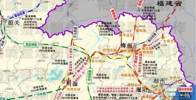 2020年之前 粤东地区铁路/高铁规划 梅州